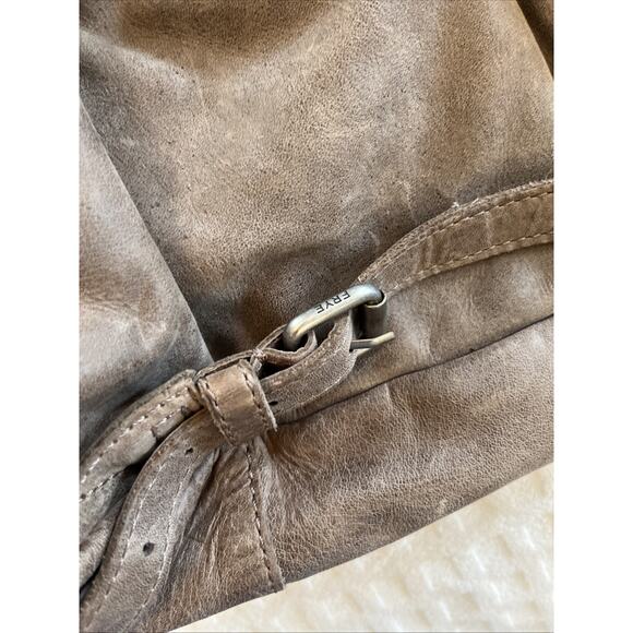 Vintage FRYE Light Brown Khaki Leather Backpack Silver Purse Boho Travel Classic main image 10